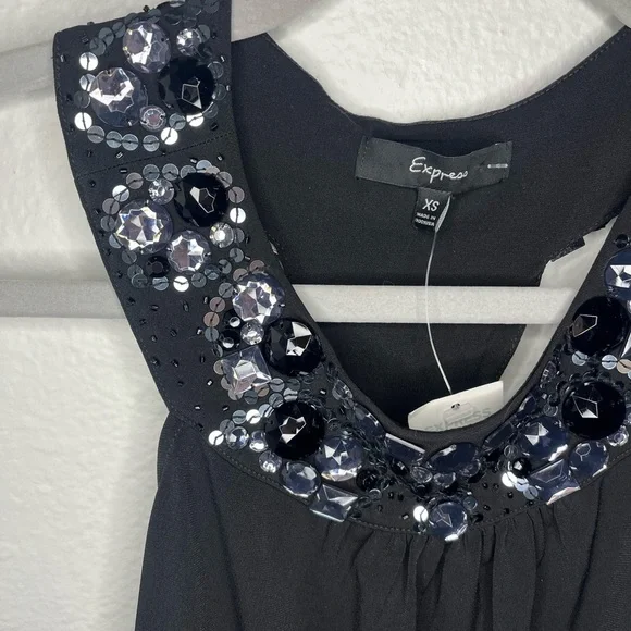 Express Black Embellished Halter Top XS NWT - Picture 2 of 6